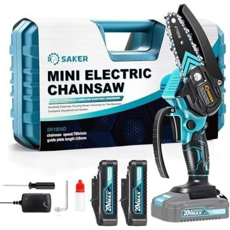 Saker Mini Electric Chainsaw - Portable and Cordless for Home and Garden