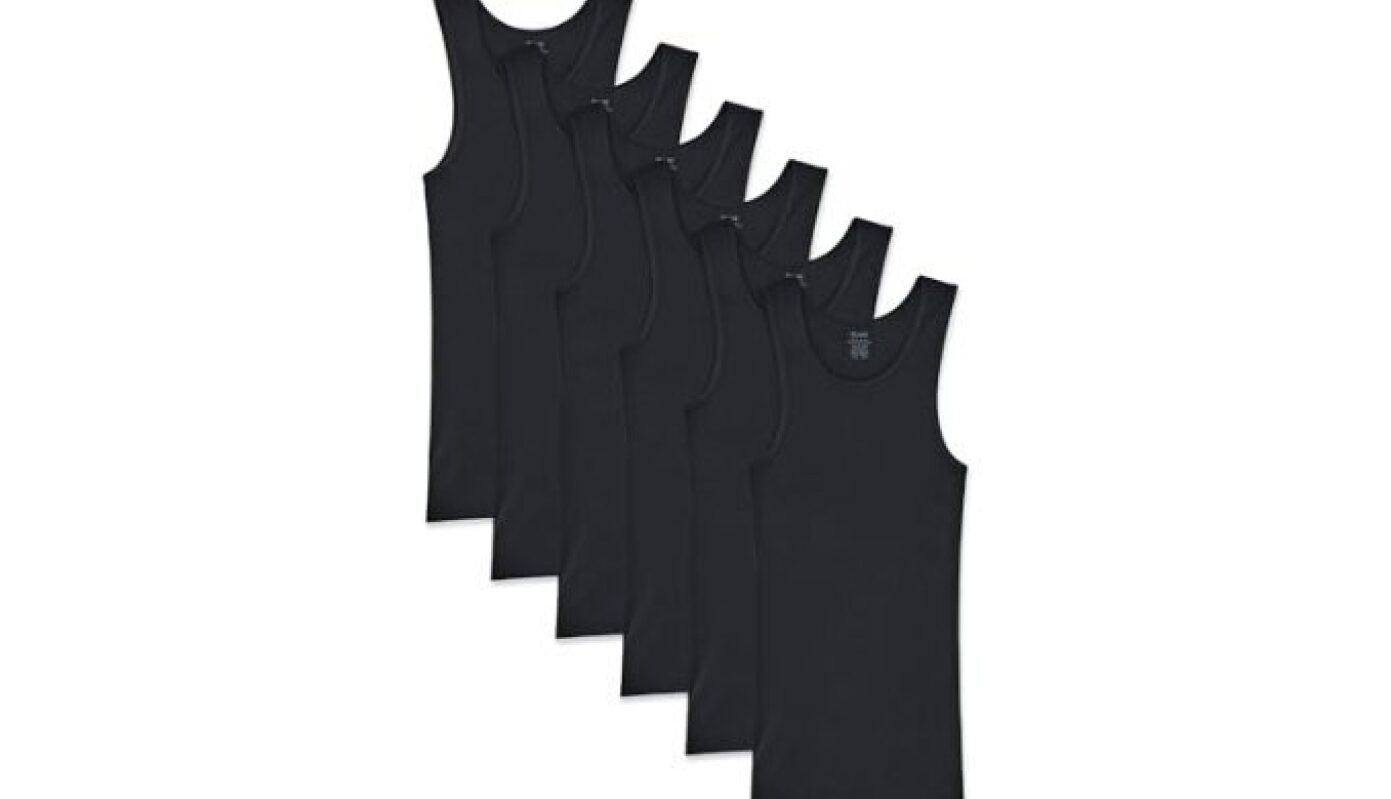 Gildan Men’s A-Shirt Tanks, Multipack, Style G1104, Black (6-Pack), Medium