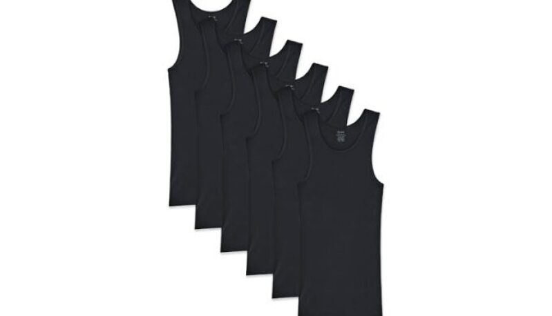 Gildan Men’s A-Shirt Tanks, Multipack, Style G1104, Black (6-Pack), Medium