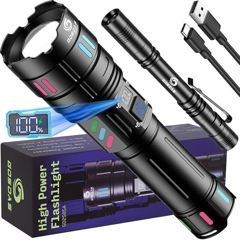 Powerful 10000-Lumen USB-Rechargeable Flashlight