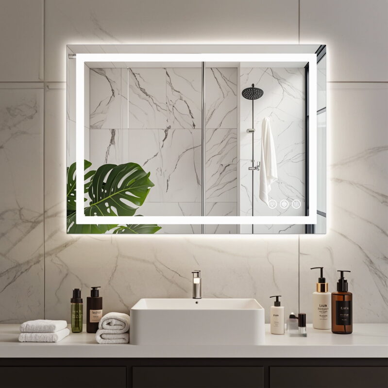 EDX 20x28-in Lighted Anti-fog LED Bathroom Vanity Mirror