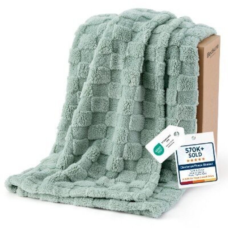 Ultra-Soft Bedsure 50'x60' Plaid Plush Blanket - Cozy and Durable