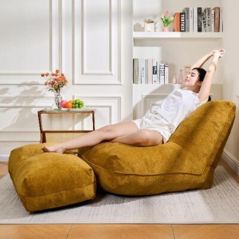 Lazy Bean Bag Sofa with Footrest - Ultimate Comfort for Home Relaxation
