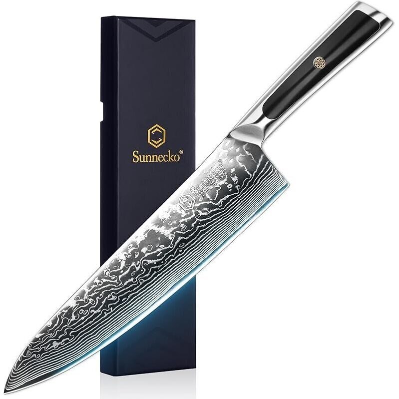 Sunnecko 8-Inch Ultra Sharp Japanese Damascus Chef Knife