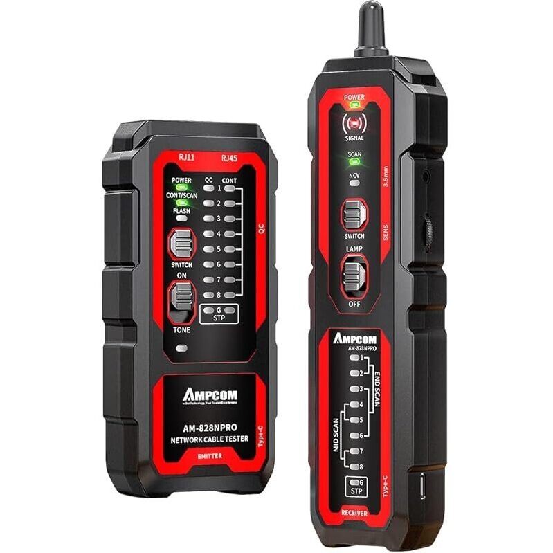 AMPCOM 828NPro Network Cable Tester & Wire Tracker
