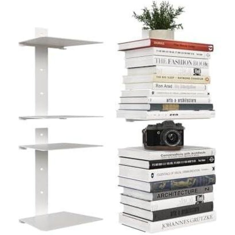 Invisible Floating Wall Shelves - 4 Layer, 60 lbs Capacity, Metal, 2 Pack, 50% OFF
