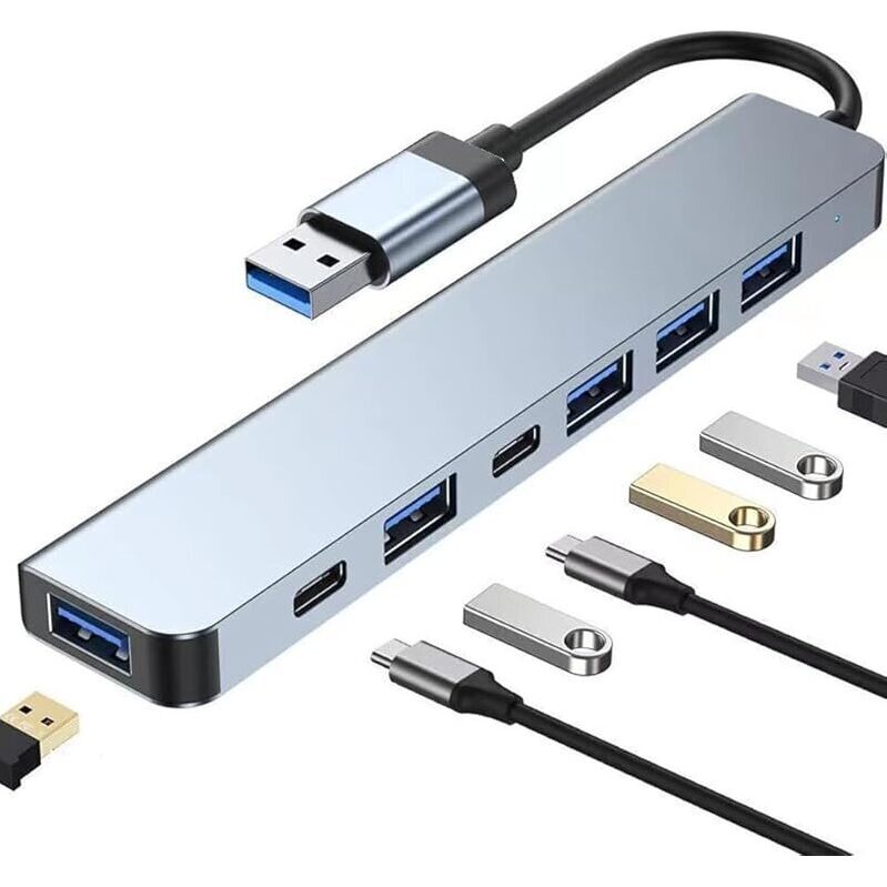 7 in 1 USB Hub Multiport Splitter for MacBook Pro, iMac, PS4 Pro, Surface Pro