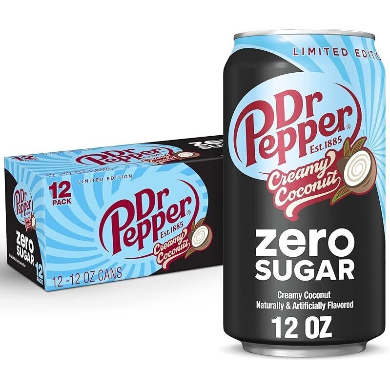 Dr Pepper Zero Sugar Creamy Coconut Soda - 12 Pack