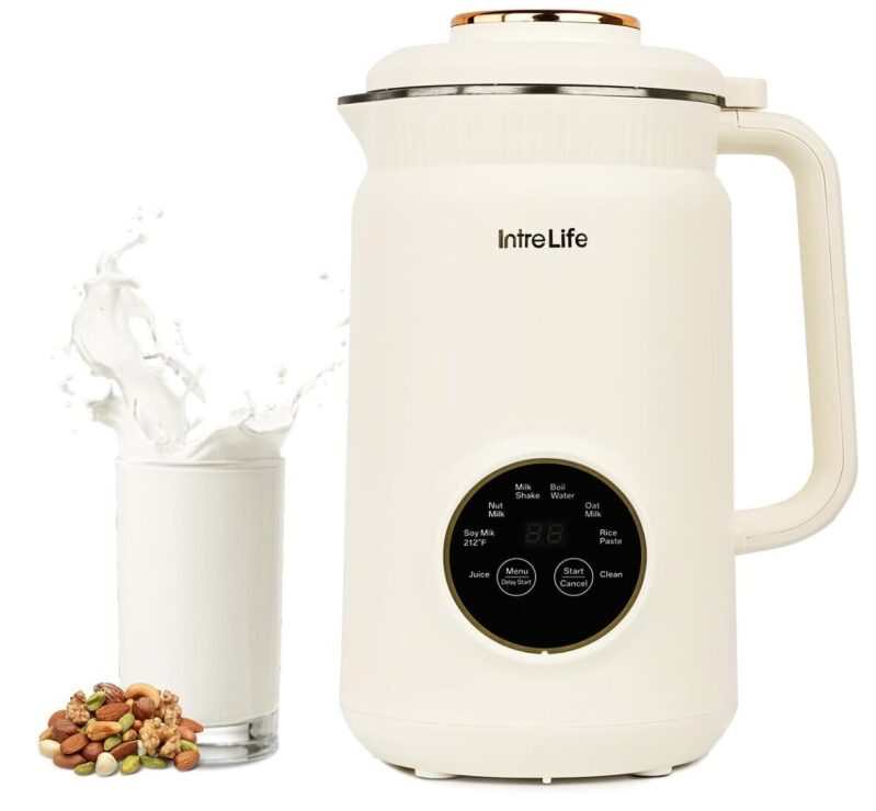 IntreLife 8-in-1 Soy Milk Maker with 34oz Capacity - Make Almond Milk, Oat Milk & More