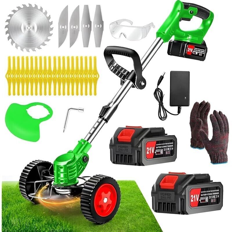 Efficient 21V Cordless Weed Wacker for Small Spaces - 3-in-1 Tool with 2 Batteries