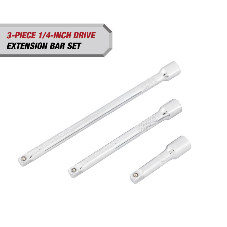 Hyper Tough 1/4-inch Drive Extension Bar Set - 3-Piece Value Pack