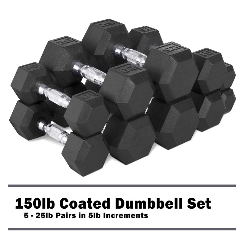 150lb Rubber Hex Dumbbell Set: Versatile Strength Training Tool