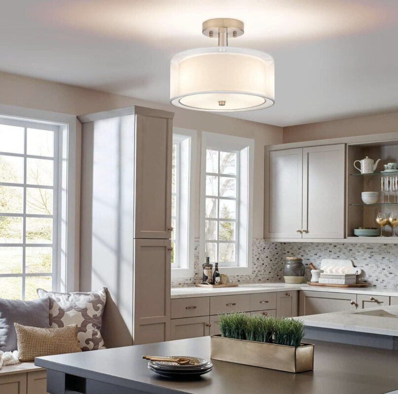 Elegant Three-Light Semi-Flush Ceiling Lamp - Prime Eligible