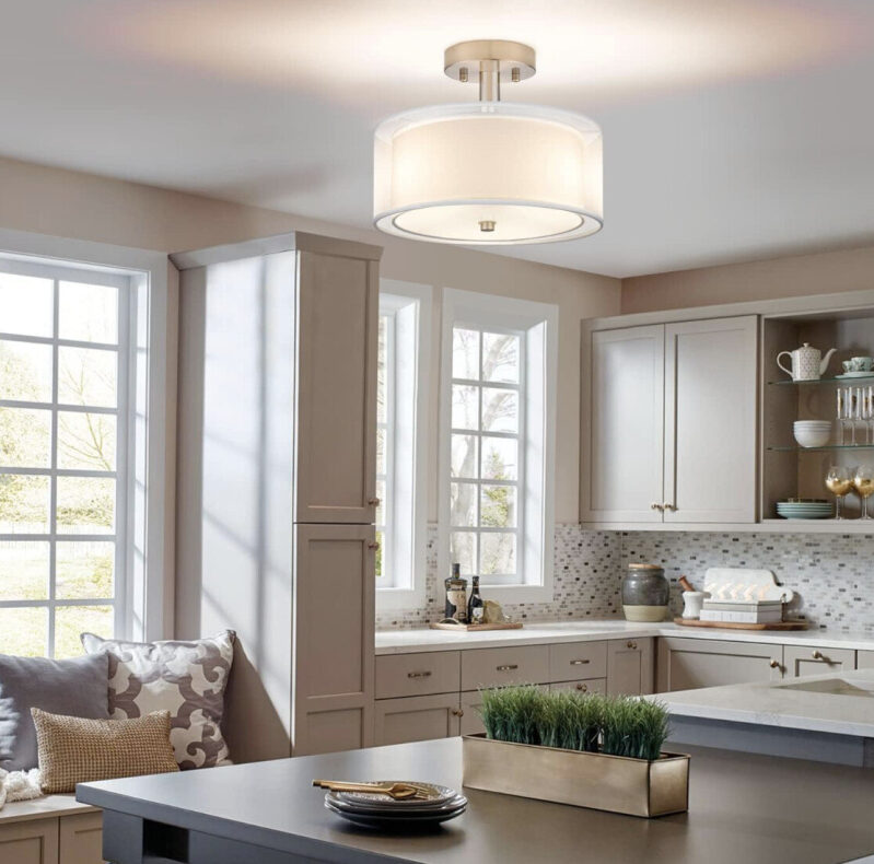 Elegant Three-Light Semi-Flush Ceiling Lamp - Prime Eligible