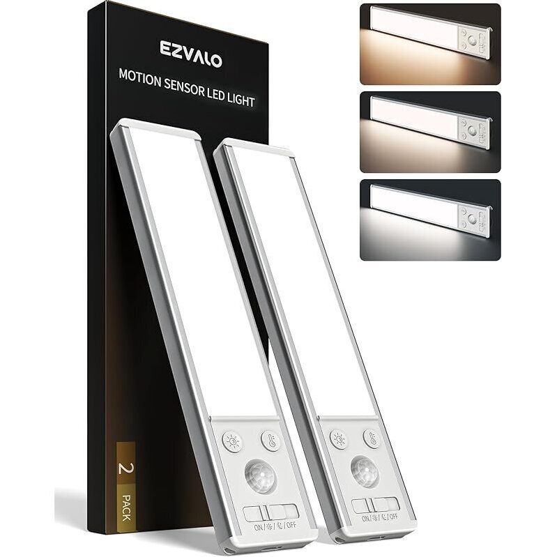EZVALO 2Pk Rechargeable Under Cabinet Lighting - Versatile, Energy-Efficient, and Smart Home Ready