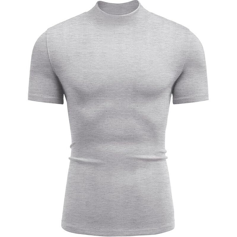 Mens Mock Turtleneck Short Sleeve Casual Stretch Sweater