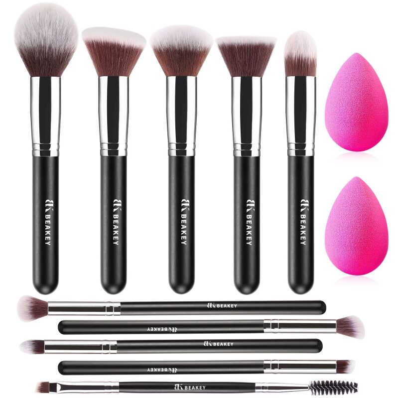 12-Piece Professional Makeup Brush Set for Face and Eyes