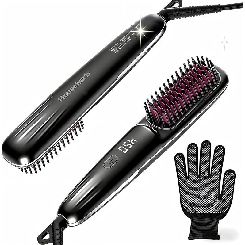 Househerb 2-in-1 Hot Comb & Straightening Brush - Frizz-Free Hair Tool