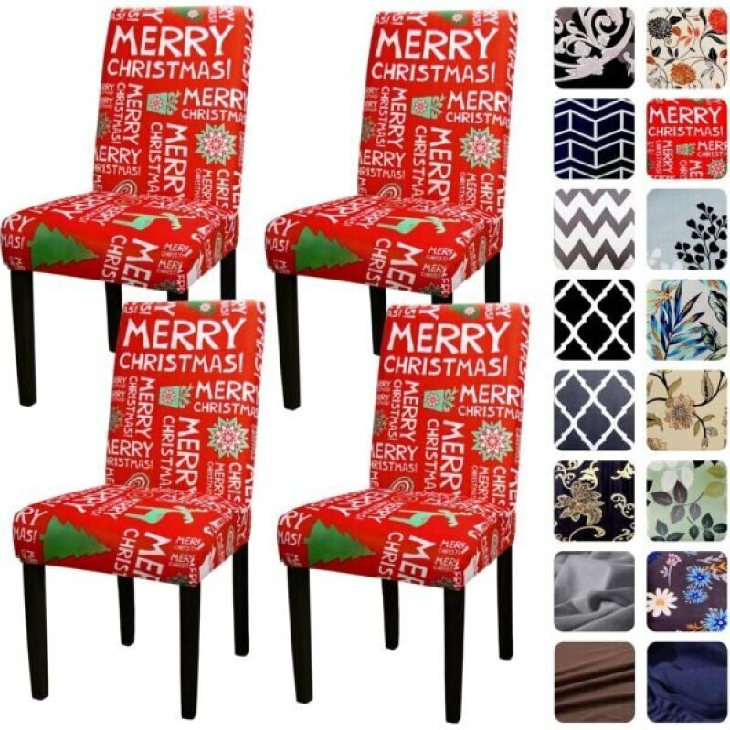 Elegant Christmas Red Stretch Dining Chair Covers - 60% Off