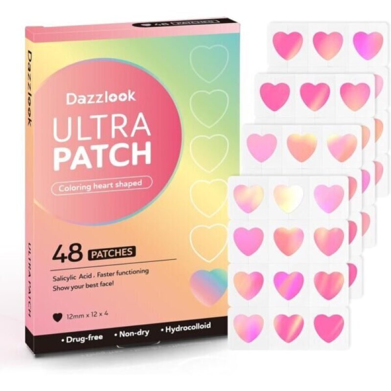 Dazzleek Cute Pink Heart Pimple Patches with Salicylic Acid - 48 Pieces