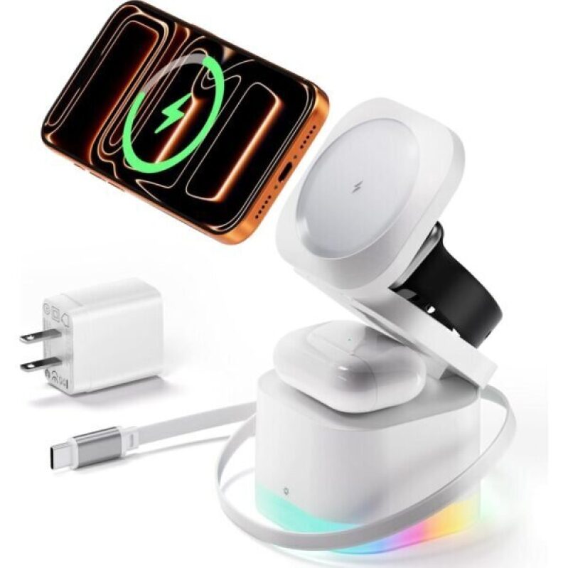 5-in-1 Wireless Charger with Foldable Stand and Night Light