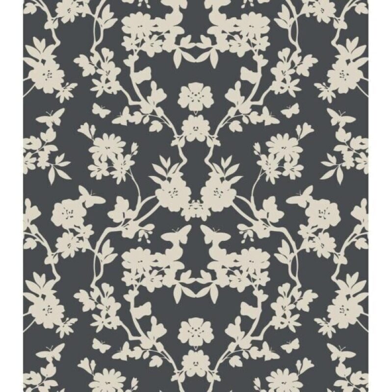 Farmhouse Wild Floral Stick and Peel Wallpaper - Charcoal Black