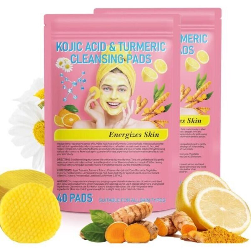 Kojic Acid & Turmeric Cleansing Pads - Deep Clean Pores, 80 PCS