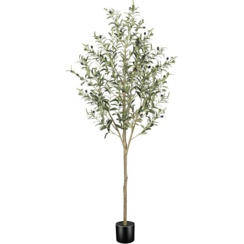 6FT Faux Olive Tree – Realistic Artificial Olive Tree with Natural Wood Trunk, Perfect for Indoor Decor