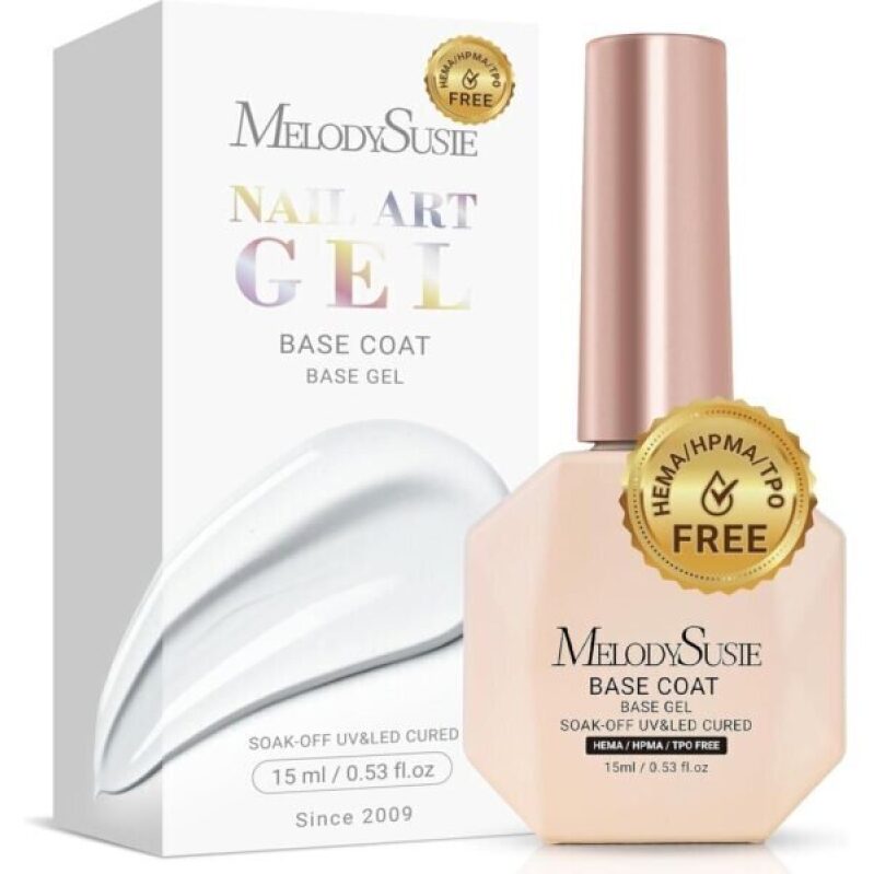 MelodySusie Hema Free Gel Base Coat - UV LED Drying, Long Lasting Gloss
