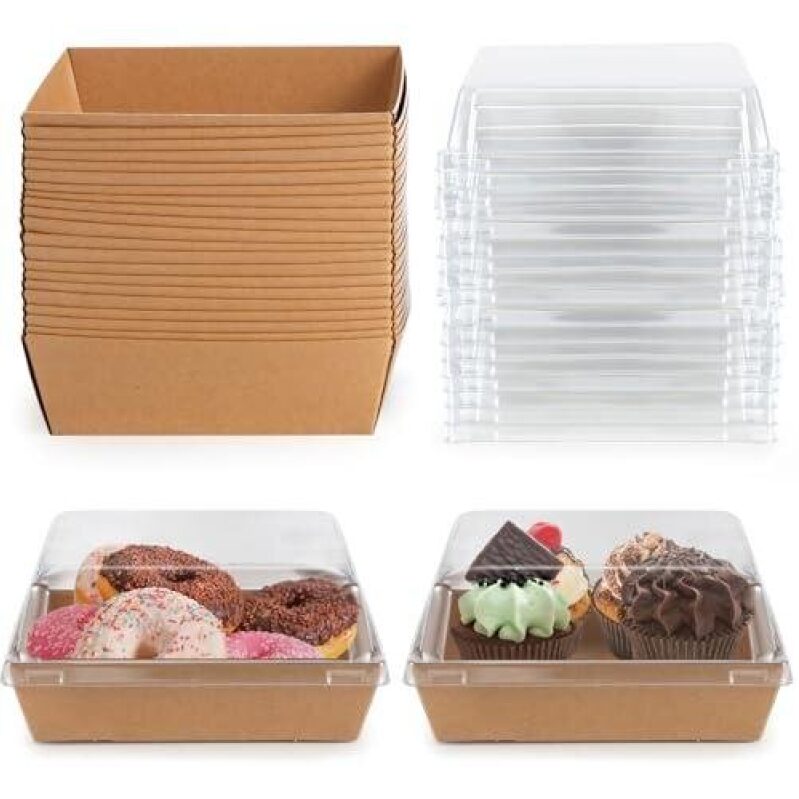50% Off Disposable Square Kraft Paper Boxes - Perfect for Desserts