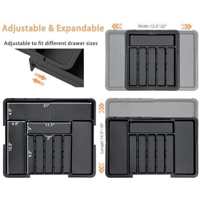 Spaclear Silverware Organizer - Expandable Kitchen Utensil Drawer Organizer for Spoons, Forks, Knives