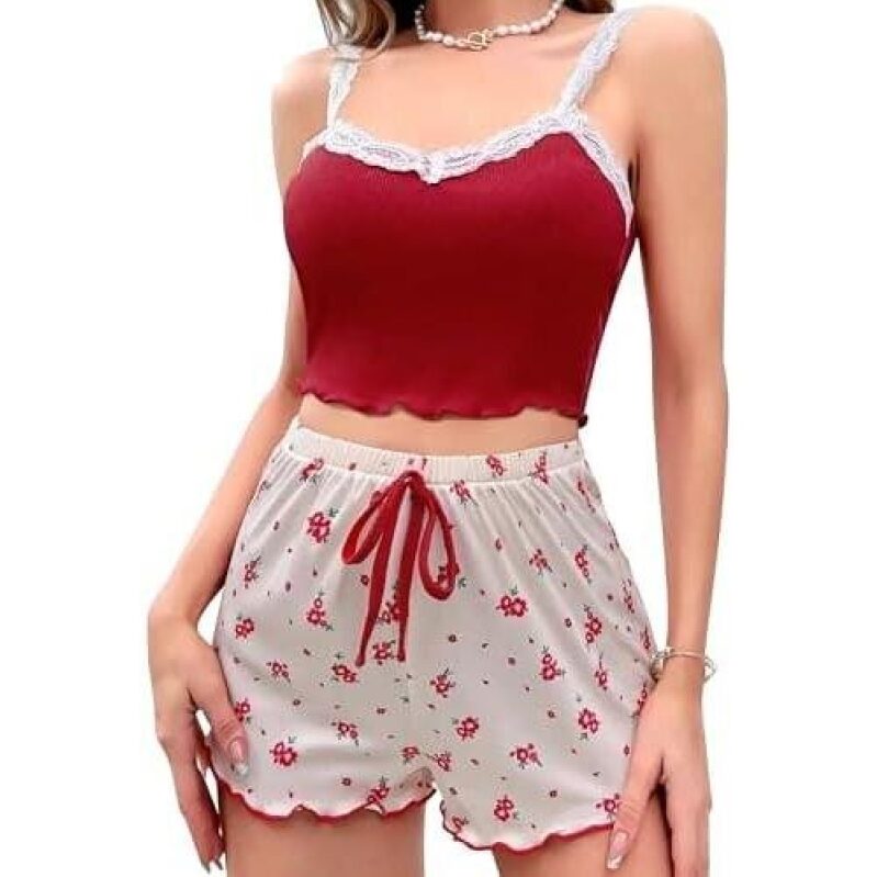 Elegant Floral Two-Piece Sleepwear Set for Women - 50% Discount
