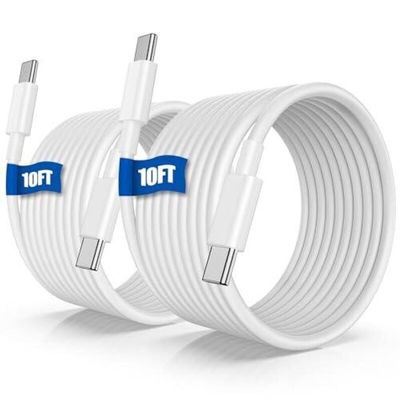 Universal Charging Cables - 3 in 1 Pack with 3ft, 6ft, 10ft Lengths - Type-C to C - Compatible with Apple and Samsung