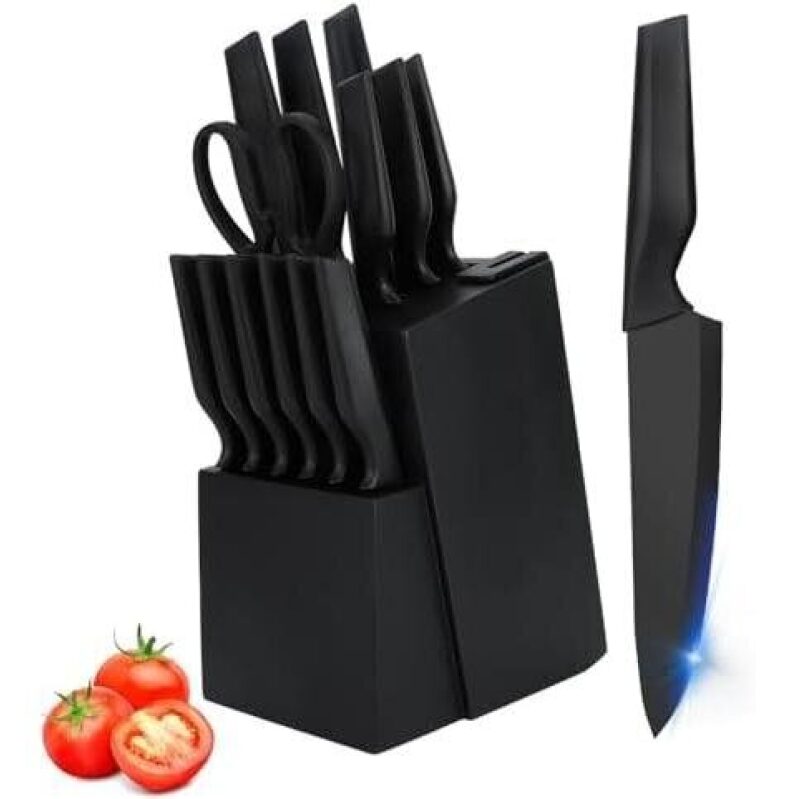 65% OFF Kitchen Knife Set - Stainless Steel, Black Handle, Full Set