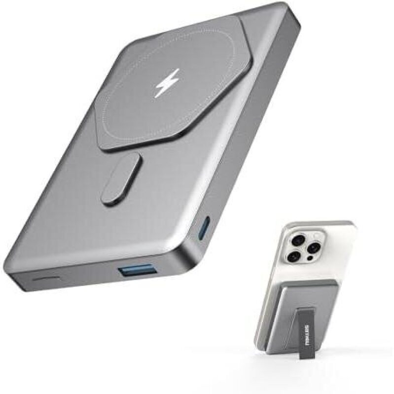 Magnetic Alloy Power Bank - 10000mAh, 22.5W Fast Charging, with Stand