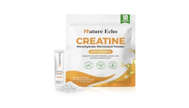 Nature Echo Creatine Monohydrate Micronized Powder – 10 Single-Serve Travel Packs 5g