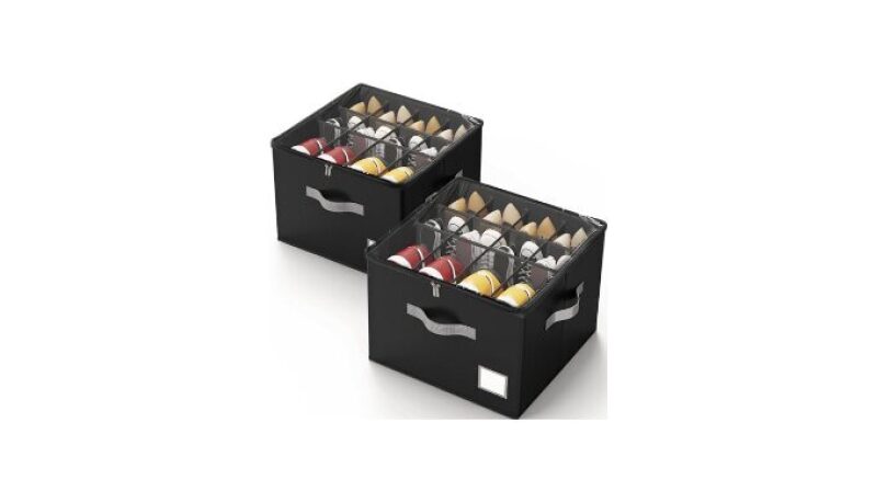 Criusia Shoe Organizer for Closet - Maximize Space with Clear Cover and Sturdy Handles