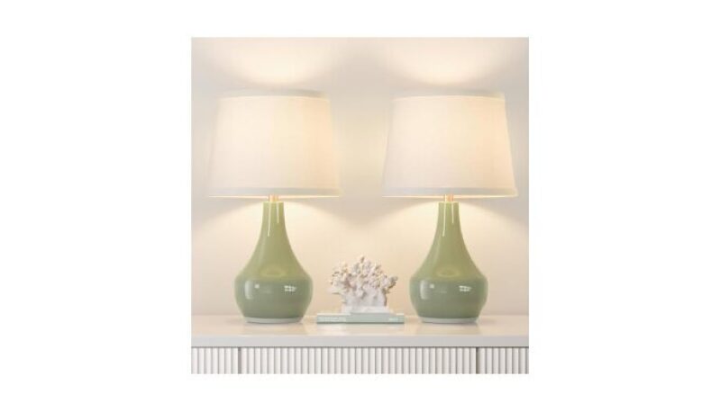 Seealle Modern Green Table Lamps Set of 2 - Perfect for Night Stands