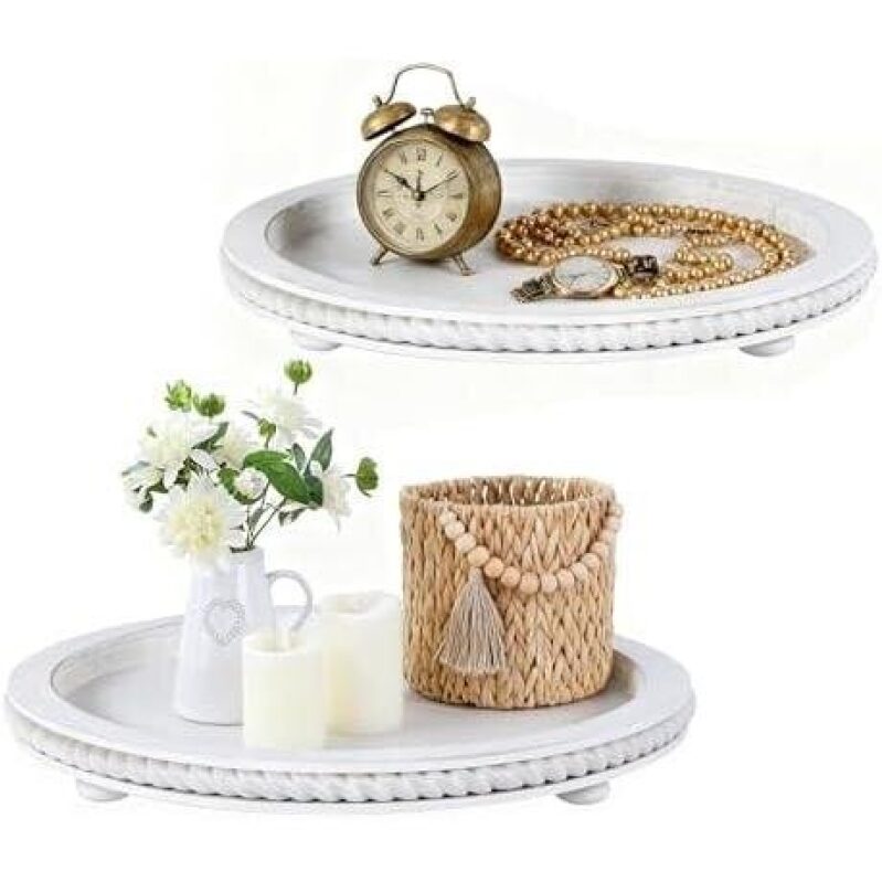 Elegant White Tray Set with Alarm Clock and Accessories - 50% Off