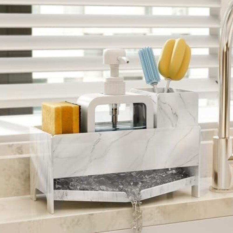 Elegant White Marble Sink Organizer - 50% OFF