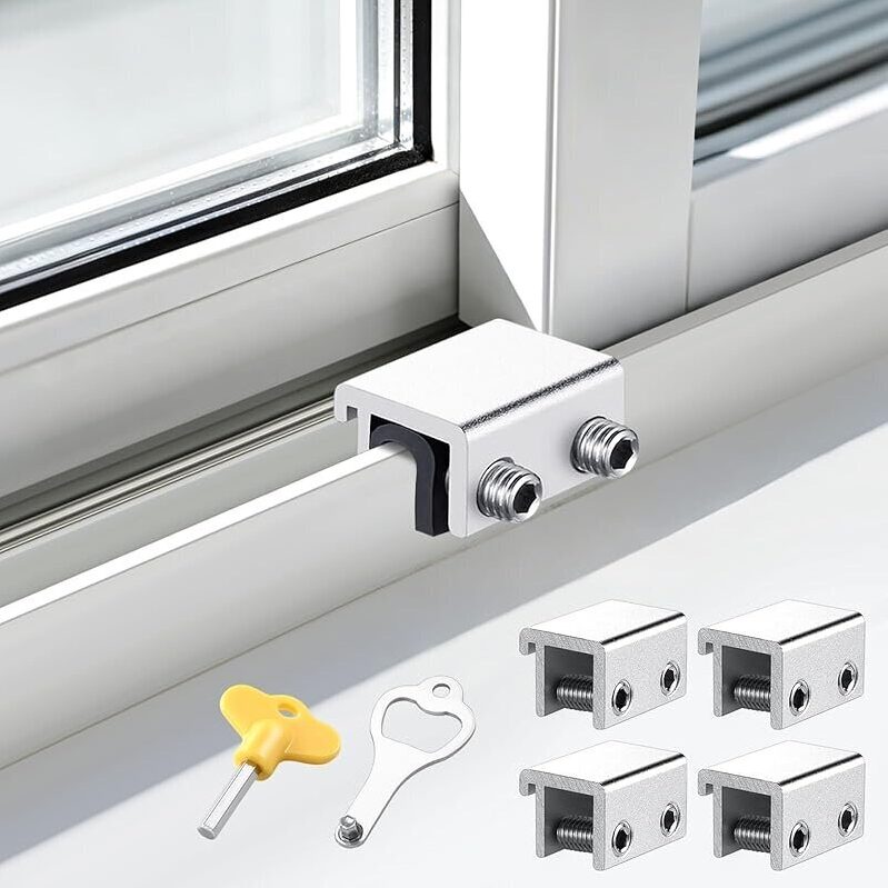 4-Pack Sliding Window Locks with Key - Durable Aluminum Alloy Security