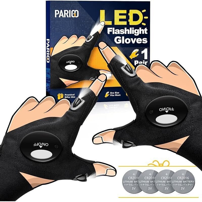 Parigo LED Flashlight Gloves - Perfect for Hands-Free Lighting