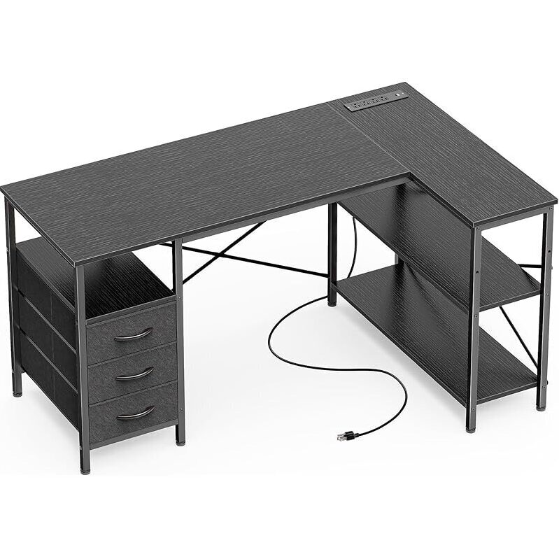 Versatile 47-inch L-Shaped Desk with Reversible Storage Shelves