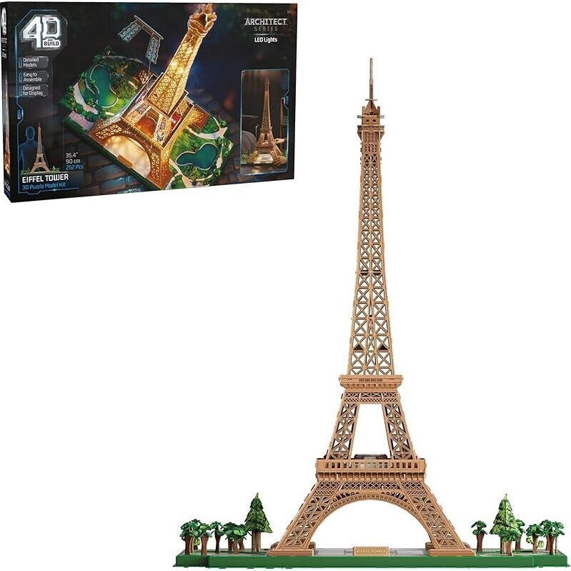 Eiffel Tower 3D Model Kit with LED Lights - 252 Pieces