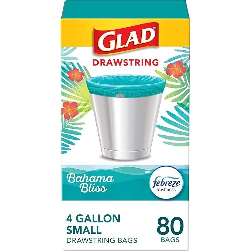 80-Count Glad Small Trash Bags 4 Gallon with Febreze Freshness