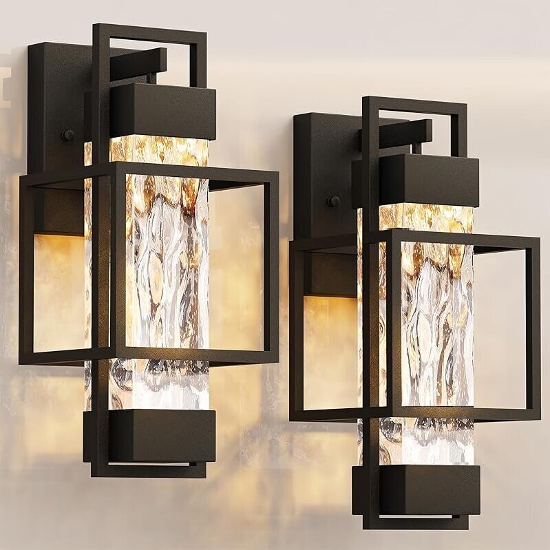 Modern Outdoor Wall Lanterns 2-Pack - Soft, Warm Lighting for Your Home
