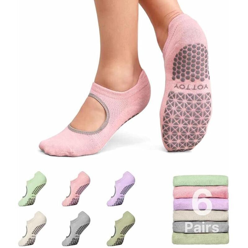 Yottoy Women's Breathable Pilates Socks 6-Pairs