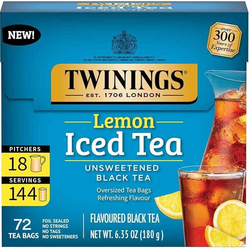 72-Count Twinings Lemon Iced Tea Bags - Unsweetened, Premium Quality