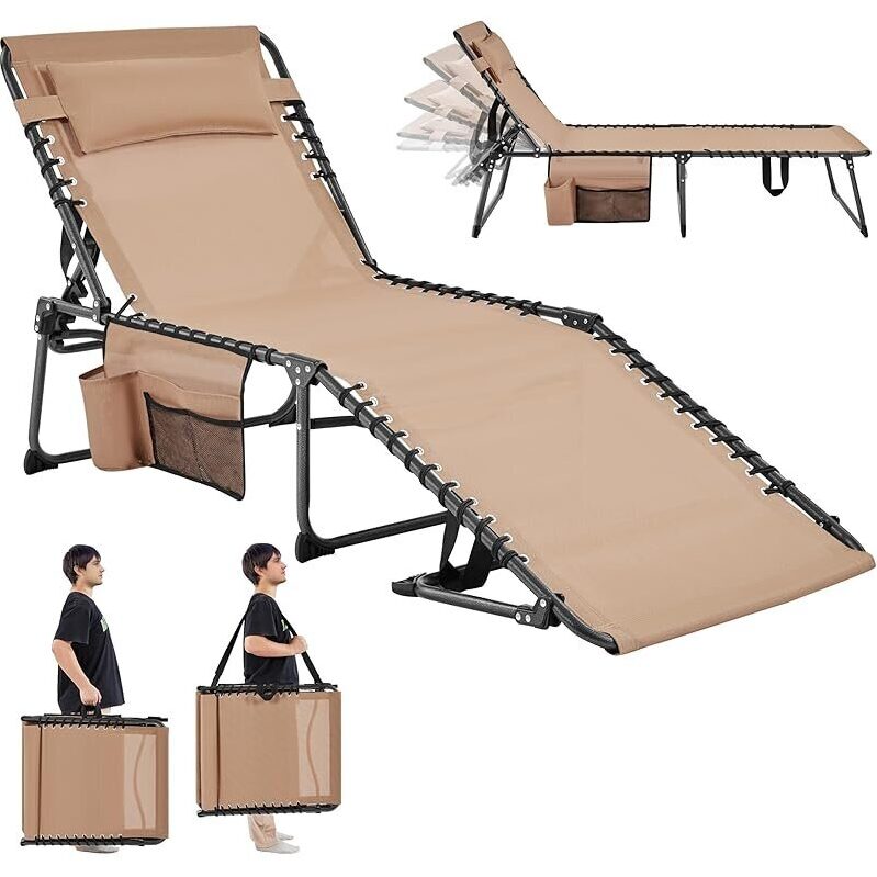 Yaheetech 26.4-inch Outdoor Folding Tanning Chair - Adjustable Relaxation