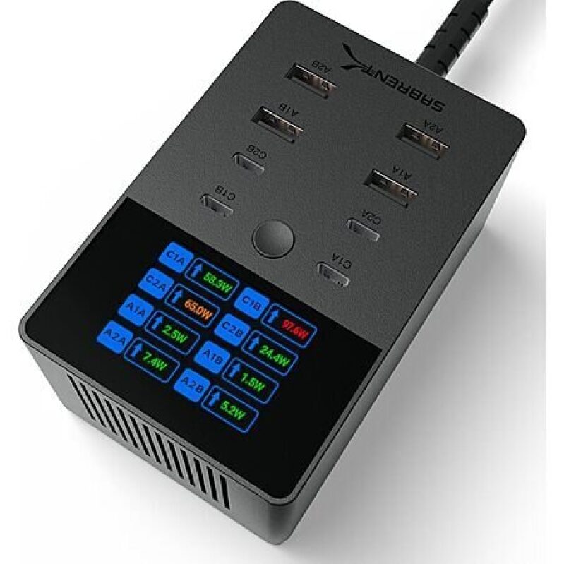 8-Port USB-A & USB-C Charging Station - 252W, 4x100W USB-C + 4x18W USB-A